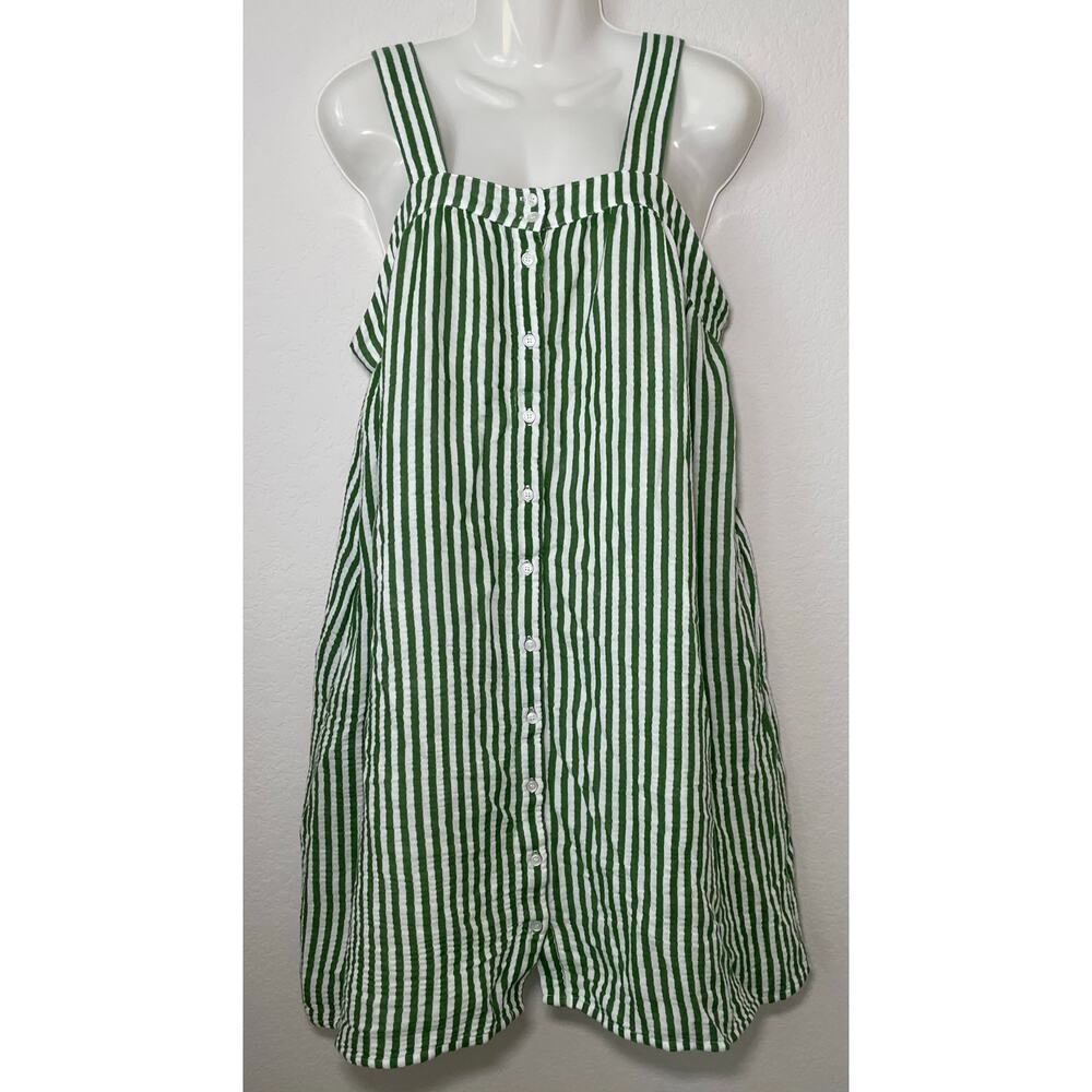 LAKE Hamptons Nightgown With Kelly Green and White Stripes - Size Medium